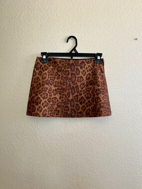 Chrome riot Y2K Leopard Print Mini Skirt in Brown